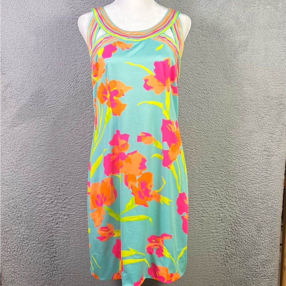 Gretchen Scott Dress Womens Medium Multicolor Floral Sleeveless Preppy Active